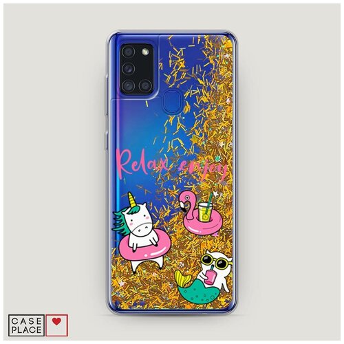 фото Чехол жидкий с блестками samsung galaxy a21s relax enjoy case place