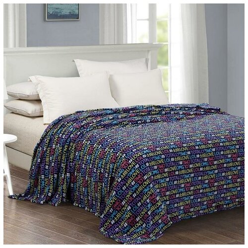 фото Плед 150х200см рис. хэштег, корал-флис 190г/м пэ100% 7038761 бояртекс