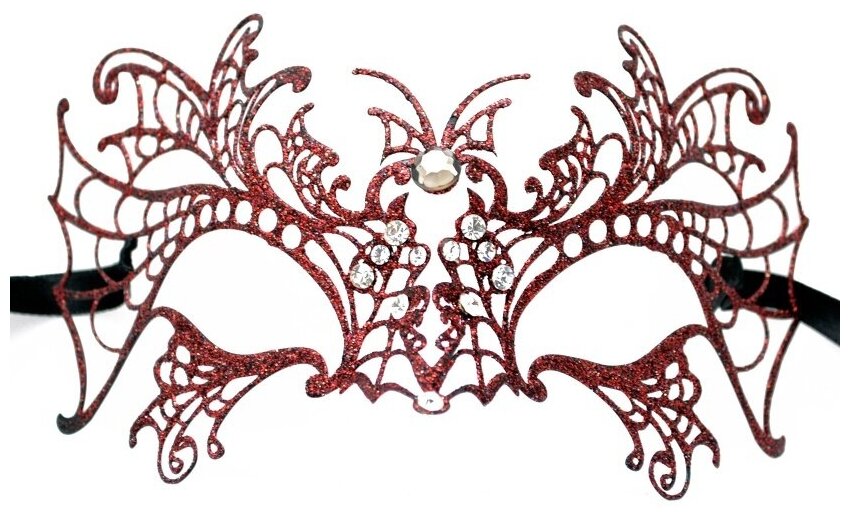 Венецианская маска Farfalla с красными блестками (7051)