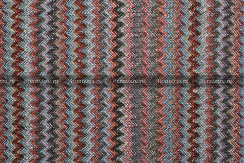 Ткань Джерси Missoni сине-коричневое с узором зигзаг, ш134см, 0,5 м