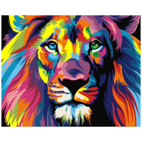 Картина по номерам на холсте Радужный Лев, 50х40см радужный лев раскраска картина по номерам на холсте