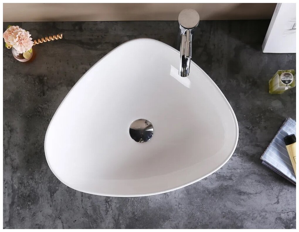Раковина для ванной. Раковина накладная CeramaLux 9386 белый без перелива - фотография № 5