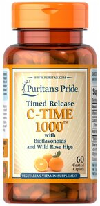 Фото Puritans Pride Vitamin C-1000 мг with Rose Hips Timed Release 60 капс.