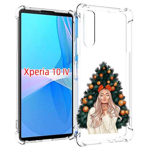 Чехол MyPads девушка-под-елкой-с-мандаринами женский для Sony Xperia 10 IV (10-4) задняя-панель-накладка-бампер