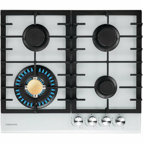 Газовая варочная поверхность HIBERG VM 60440 W WOK конфорка электророзжиг газ-контроль белый 2038100₽