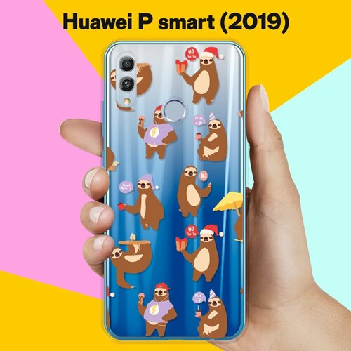 Силиконовый чехол Узор из ленивцев на Huawei P Smart (2019) силиконовый чехол узор из ленивцев на huawei y6s