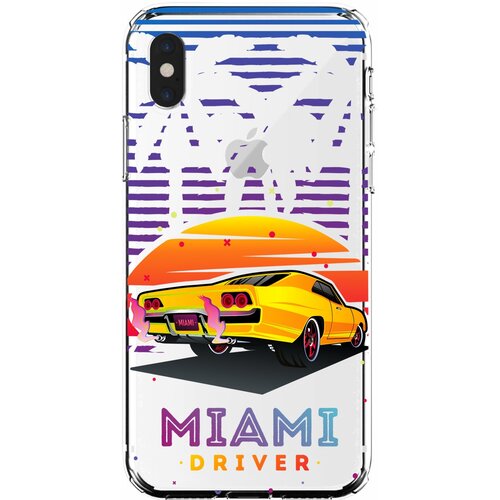 Силиконовый чехол Mcover для Apple iPhone XS Max с рисунком Майами драйв силиконовый чехол mcover для apple iphone 11 с рисунком драйв майами