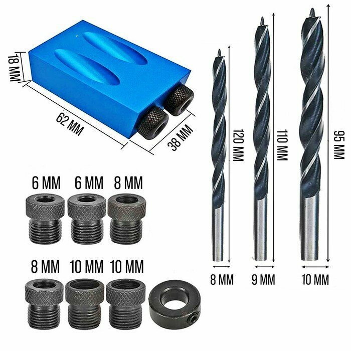 Набор для засверливания под углом 15° тундра, по дереву, 6-8-10 мм - фотография № 13