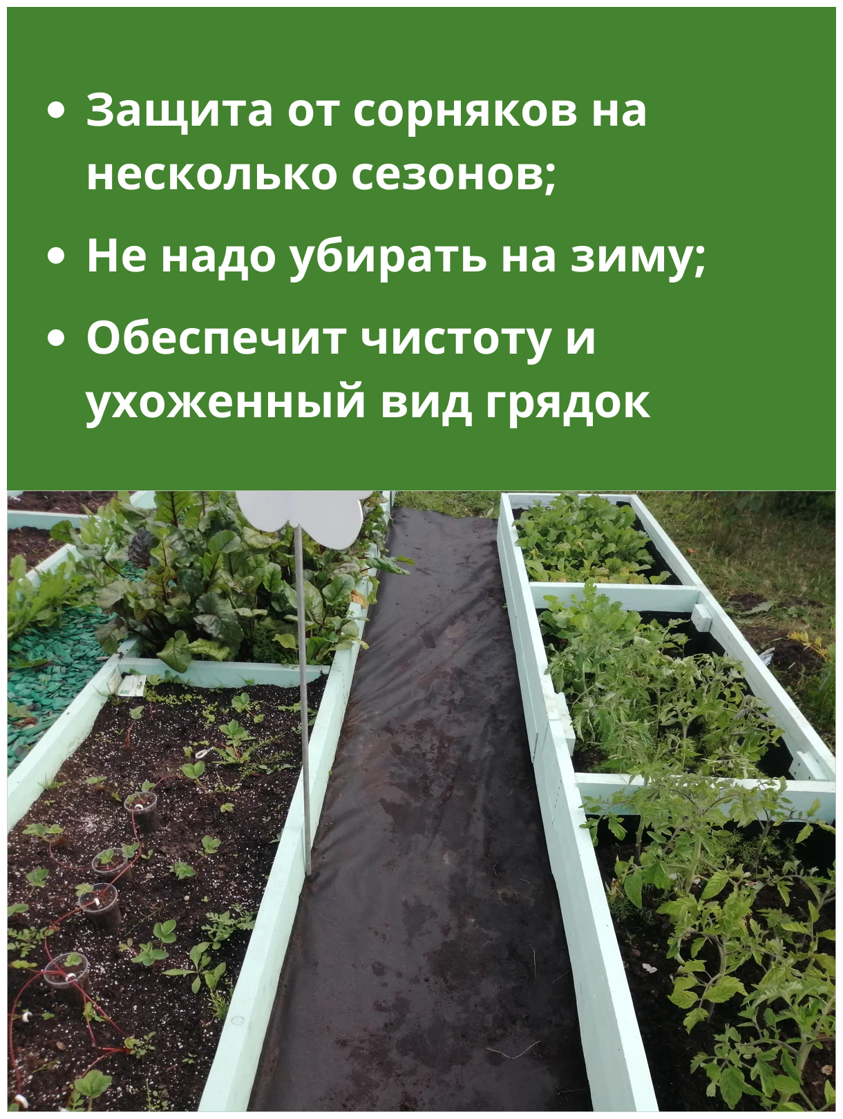 Агротекс Защитная полоса для междурядий от сорняков с УФ 0,3х10 м плотность 120 гр/м2 - фотография № 7