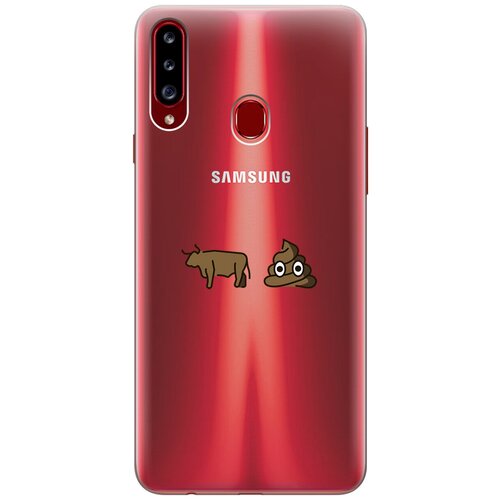 Силиконовый чехол с принтом Bull Shit для Samsung Galaxy A20s / Самсунг А20с силиконовый чехол на samsung galaxy a20s самсунг а20с с 3d принтом princes прозрачный