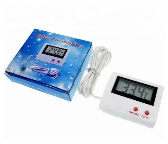 Термометр цифровой с выносным датчиком, цвет белый