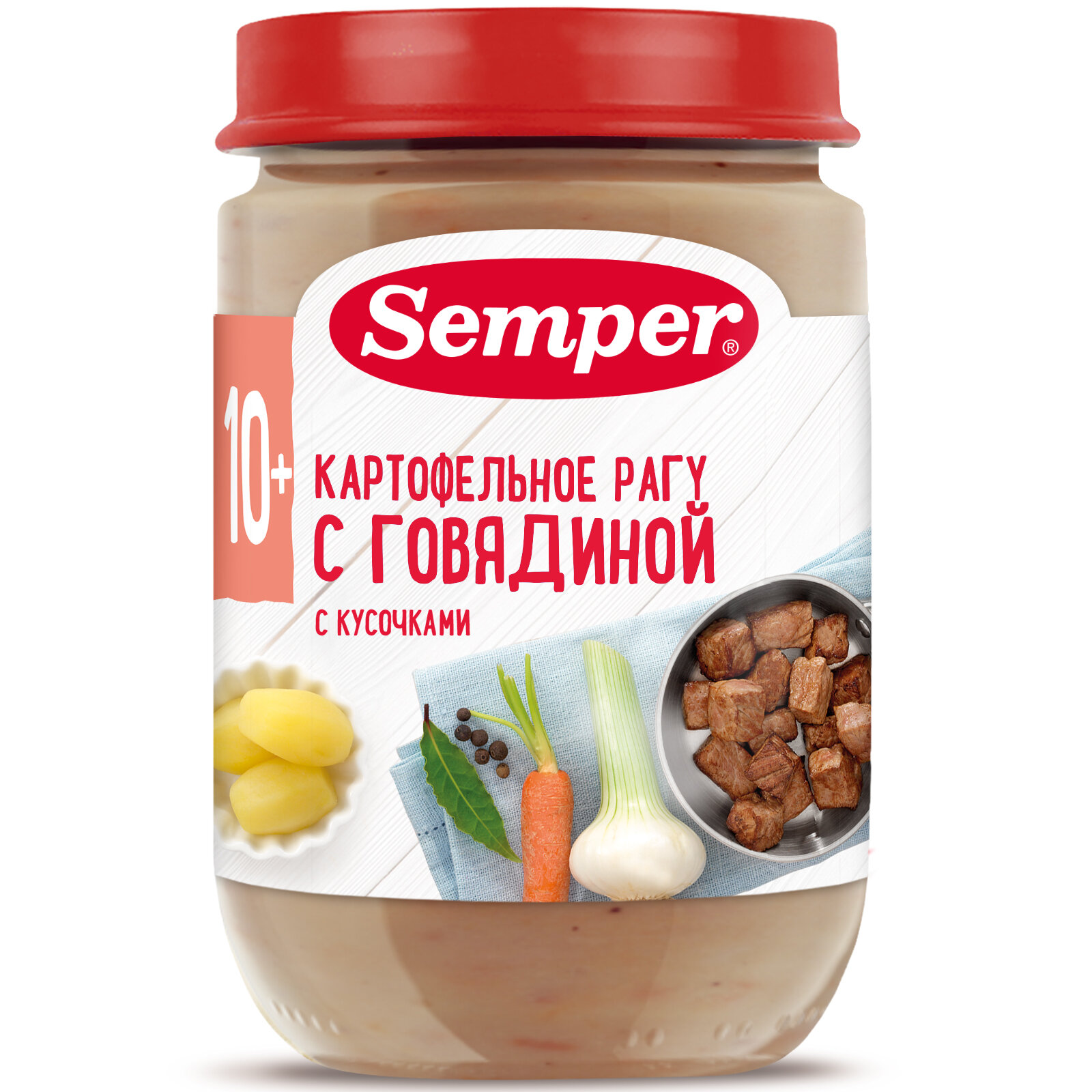 Semper - пюре картофельное рагу с говядиной, 10 мес, 190 гр