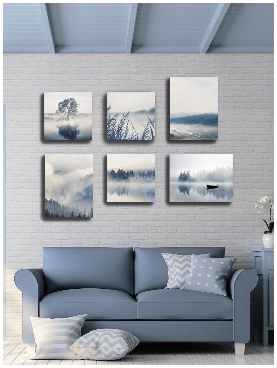 Картины на холсте с подрамником LOFTime синий туман 6 шт К-223-3040