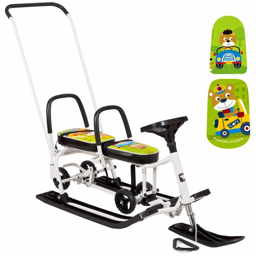 Снегокат Барс 507 Twins Baby Wheel, Мишка снегокаты барс twins baby wheel для двоих с двумя складными спинками