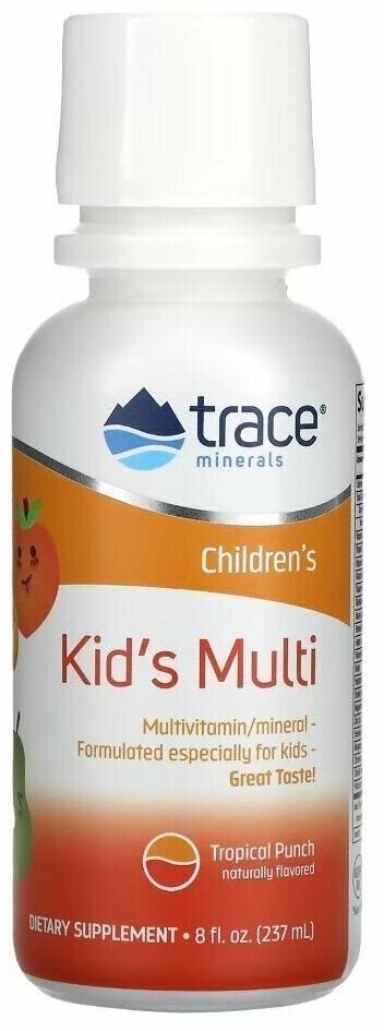 Трэйс Минералс Ресёрч Жидкие Кидс Мульти Витамины и Минералы (Trace Minerals Research Kids Multi vitamins and minerals) со вкусом тропического пунша 237 мл