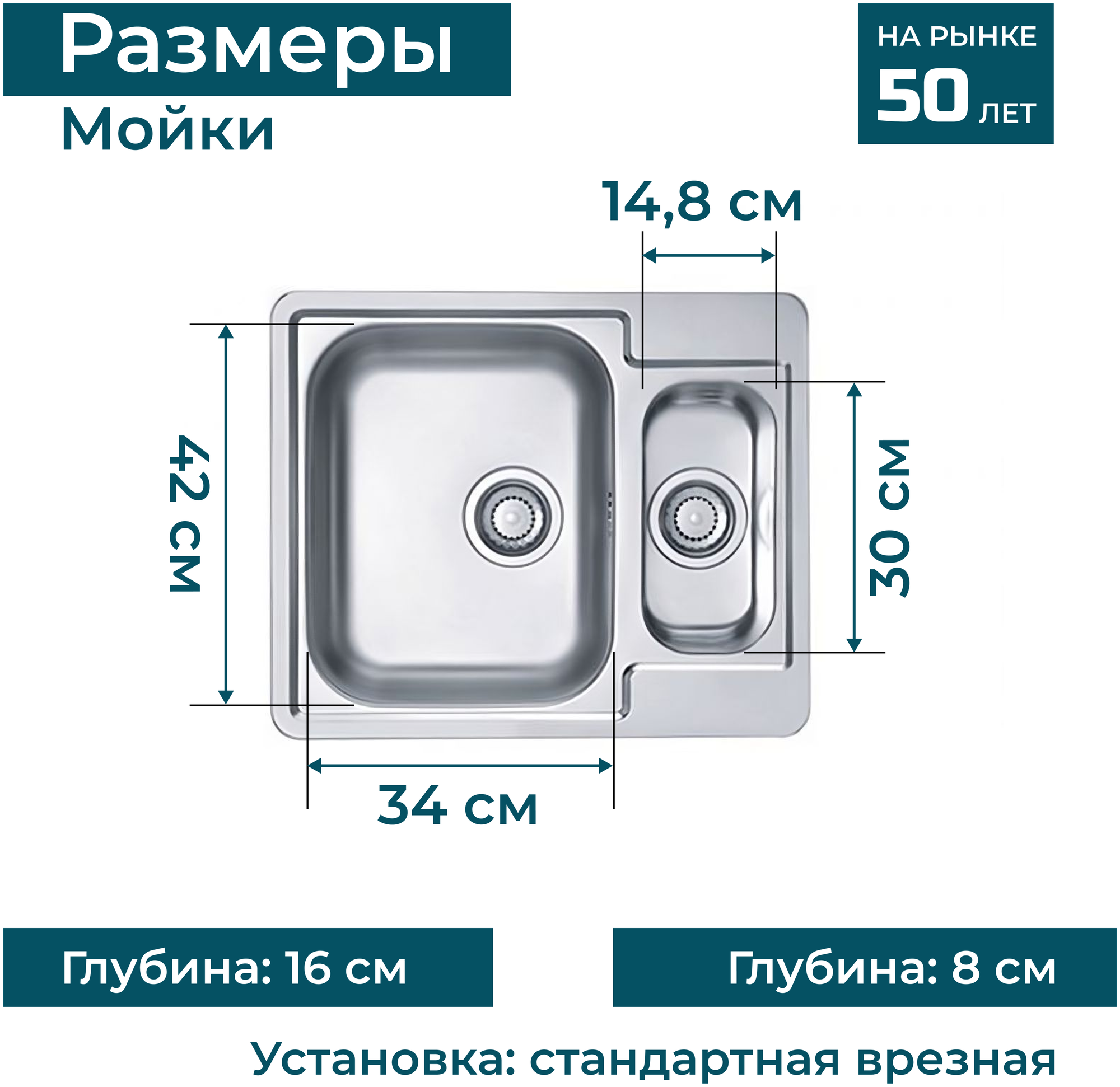 Кухонная мойка Alveus LINE 50 NAT-90 1065676 - фотография № 3