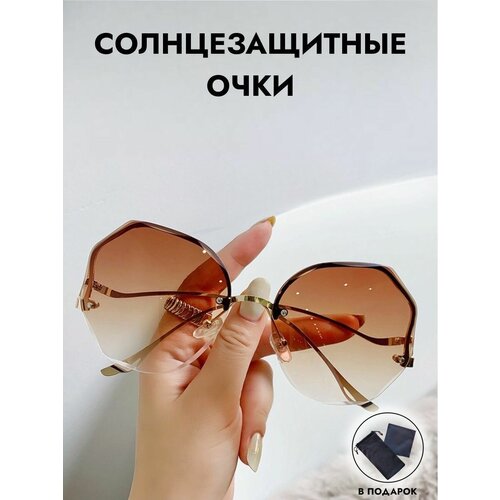 фото Солнцезащитные очки , круглые, оправа: металл, для женщин, золотой zabologen