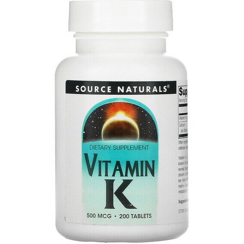 SOURCE NATURALS Витамин K, 500 мкг, 200 таб