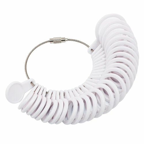Пальцемер ювелирный пластиковый белый, кольцемер, применяется для определения размера ювелирного кольца