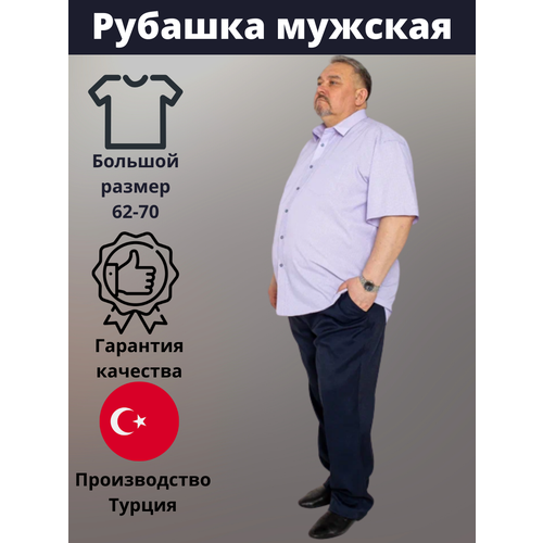 Рубашка Grossir, размер 49, фиолетовый рубашка поло мужская с коротким рукавом на пуговицах в полоску