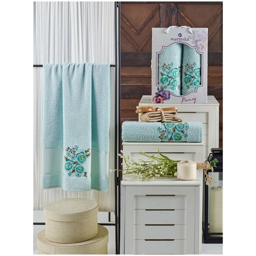 фото Oran merzuka полотенце bishop цвет: мятный br19204 (50х90 см,70х140 см)