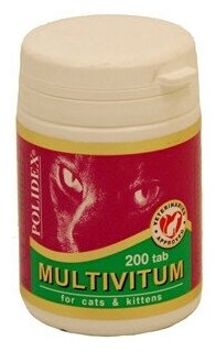 Витамины Polidex Multivitum для кошек , 200 таб.
