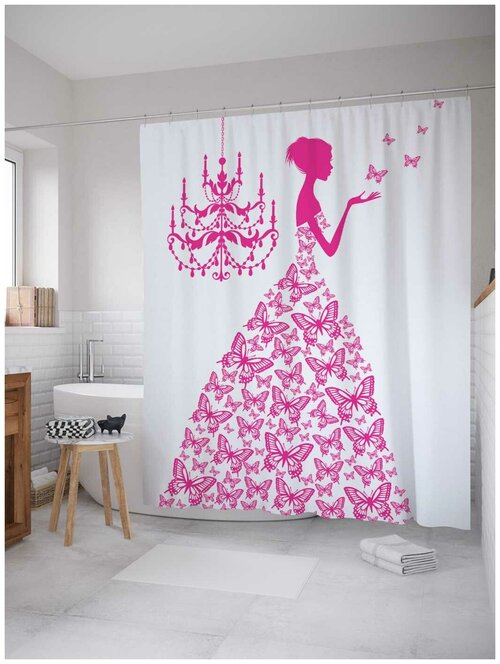 Штора для ванной JoyArty Платье с розовыми бабочками 180х200 (sc-8287)180х200 см