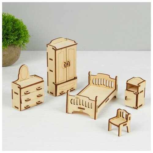 набор деревянной мебели для кукол спальня Набор деревянной мебели для кукол Спальня