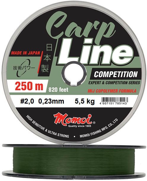 Леска Momoi Carp Line Comp 250м 0.31мм 9.5кг (цвет оливковый)