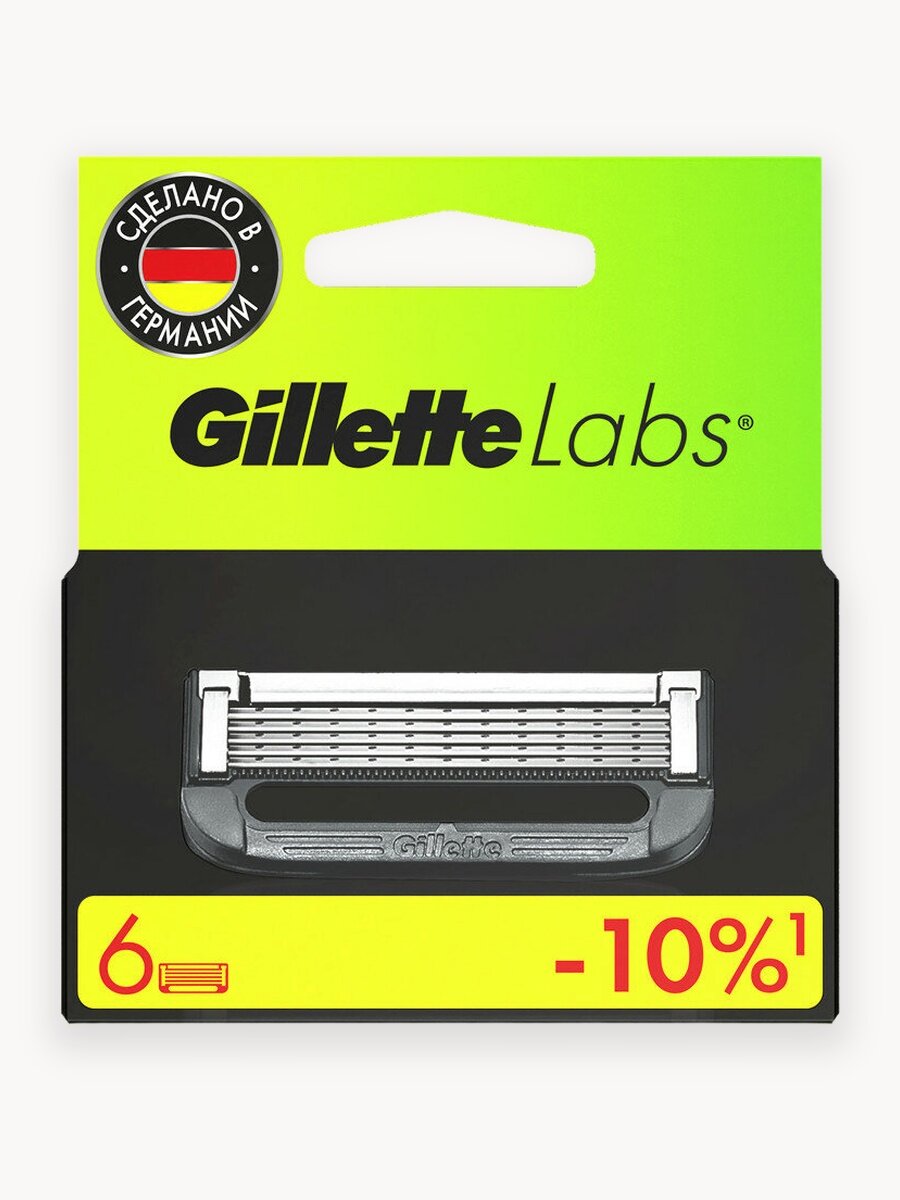 Сменные кассеты Gillette Labs для мужской бритвы, 5 лезвий, 6 шт