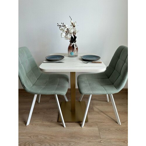 Стол кухонный обеденный нераскладной 60х60 h76 см лофт ЛДСП золото дуб беленый