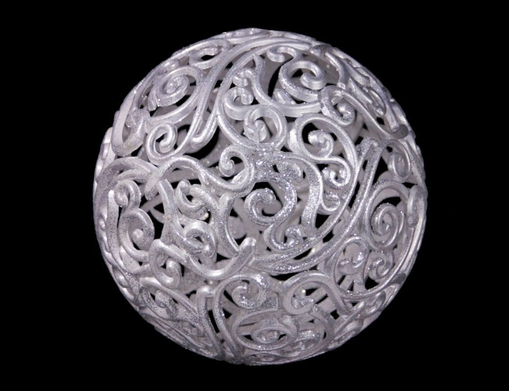 Шар, глиттер, серебро, 8 см, -Морозко