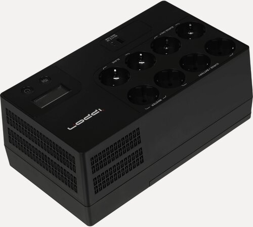 Изображение товара ИБП Ippon Kirpich 1050 Линейно-интерактивный, выходная мощность 1050 ВА - 600 Вт, выходных разъемов: 8, черный