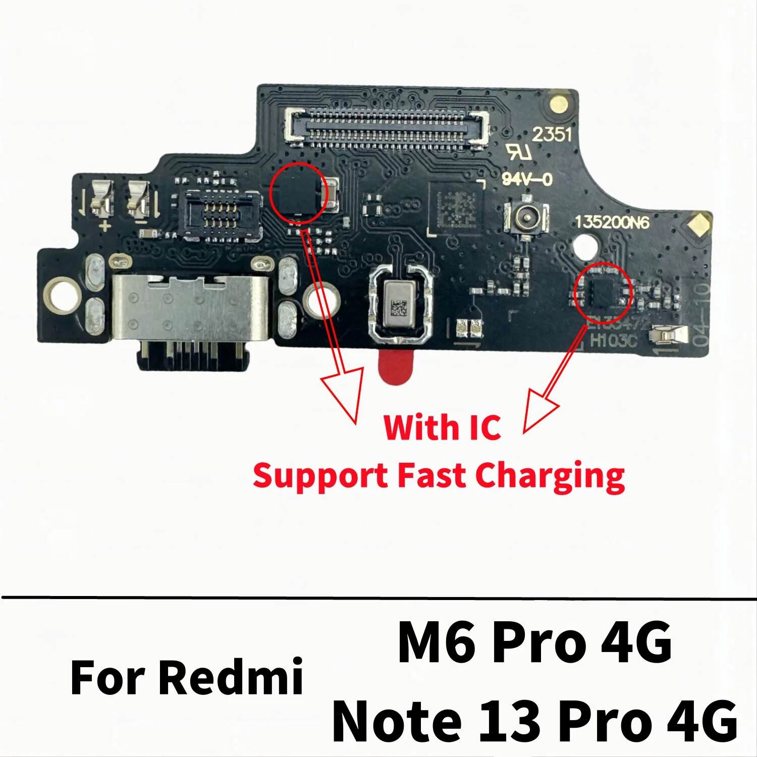 Зарядное устройство USB для Xiaomi Redmi Note 13 Pro 4G док-разъем зарядный порт гибкий кабель запасные части