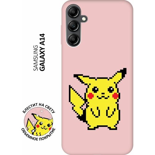 Силиконовый чехол на Samsung Galaxy A14, Самсунг А14 Silky Touch Premium с принтом Pixel Pikachu розовый силиконовый чехол на samsung galaxy a14 самсунг а14 silky touch premium с принтом rose розовый