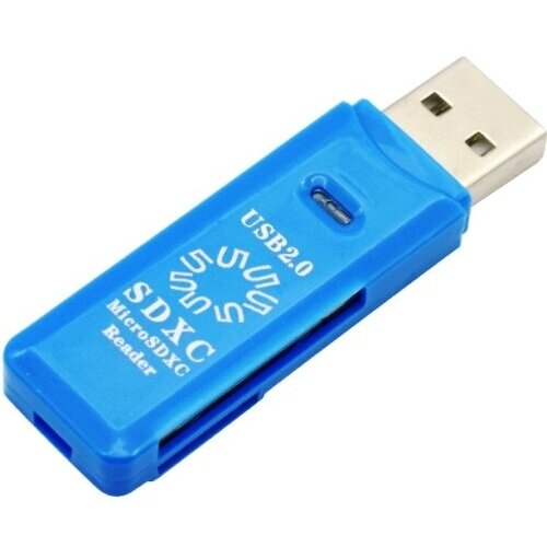 Картридер 5Bites RE2-100BL usb 2.0 SD, TF-microSD- синий usb flash накопитель 5bites re2 102bl