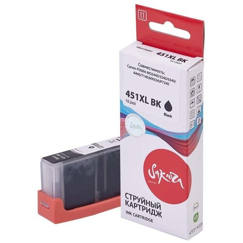 картридж 6472b001 451xl bk для canon струйный черный 10 2 мл 4425 страниц sakura Картридж CLI-451XL BK для Canon Pixma iX6840, iP7240, iP8740 6472B001 Sakura черный