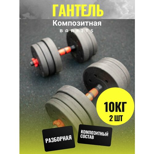 фото Гантели композитные разборные набор 2 шт по 10 кг, общий вес 20кг, без переходника barfits