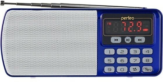 Perfeo радиоприемник цифровой егерь FM+ 70-108МГц/ MP3/ питание USB или BL5C/ цвет синий, 150х29х62 мм