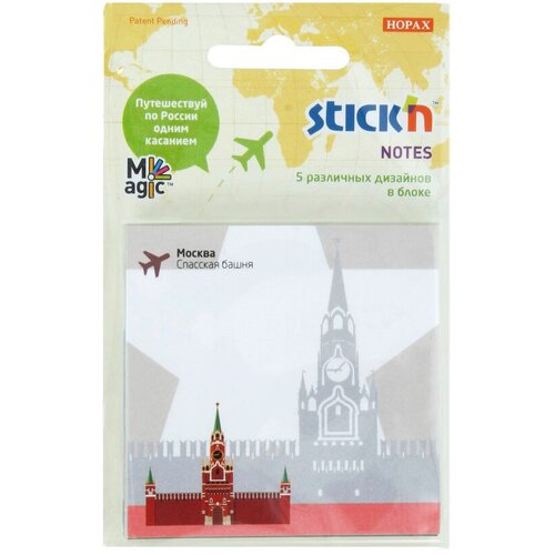 Stick`n Блок самоклеящийся бумажный Magic 70 г/м2 100 л. с рисунками Russia 21703