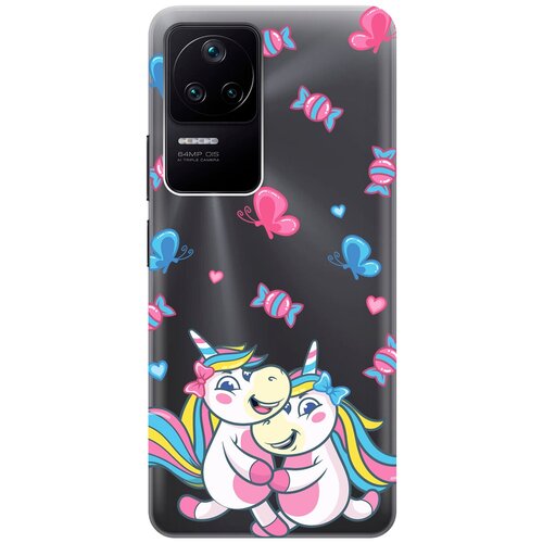 Силиконовый чехол с принтом Unicorns and Candies для Xiaomi Poco F4 / Сяоми Поко Ф4 матовый чехол unicorns and candies для xiaomi poco f4 gt сяоми поко ф4 гт с 3d эффектом черный