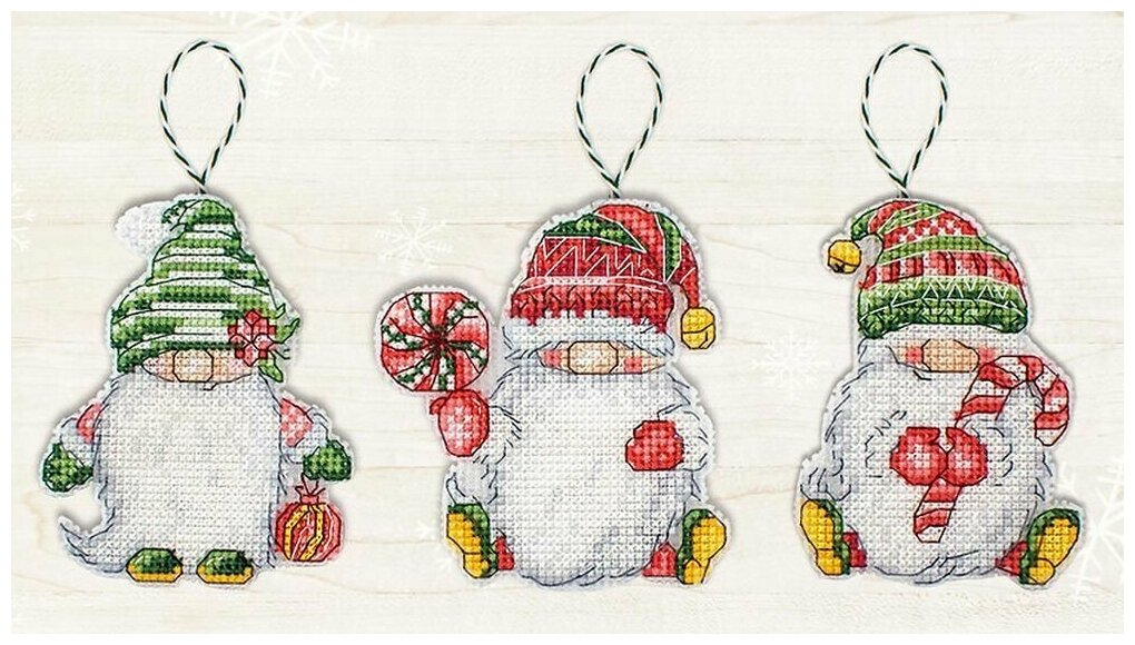 Набор для вышивания Luca-S "Рождественские гномы" 8х9 см, Новый год Праздники Фэнтези