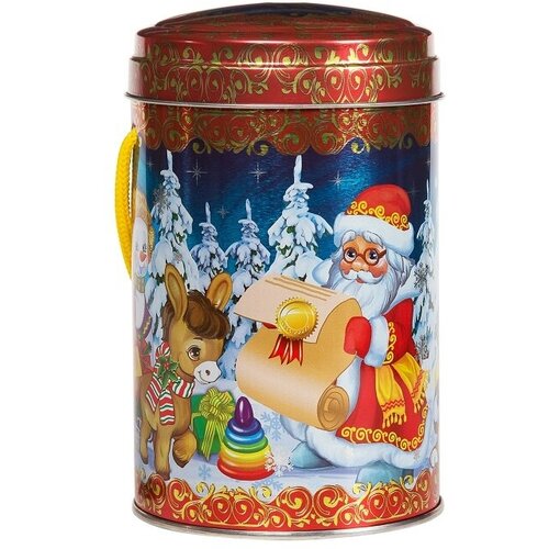 Новогодняя упаковка из жести "Снеговики и Дед Мороз" арт. 20316