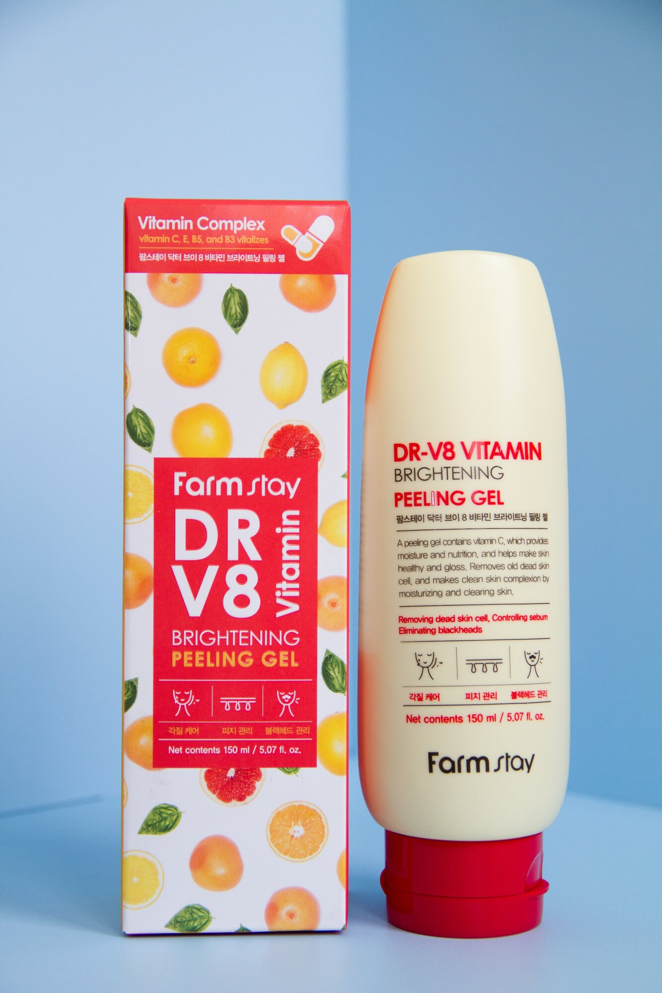 FarmStay Гель-пилинг отшелушивающий с витаминами - Dr-v8 vitamin brightening peeling gel