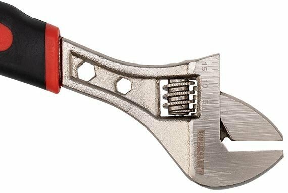 Никелированный разводной ключ с усиленными двухкомпонентными рукоятками 300 мм - фотография № 6