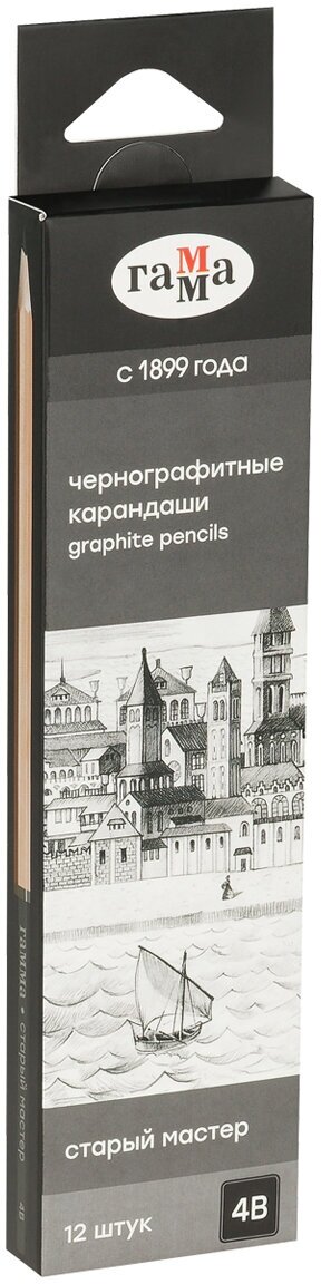 Карандаш ч/г Гамма "Старый мастер", 4B, заточен. - 24 шт.