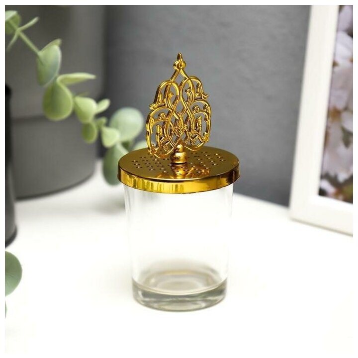 Sima-land Подсвечник стекло на 1 свечу "Королевский узор" золото 11х5,5х5,5 см