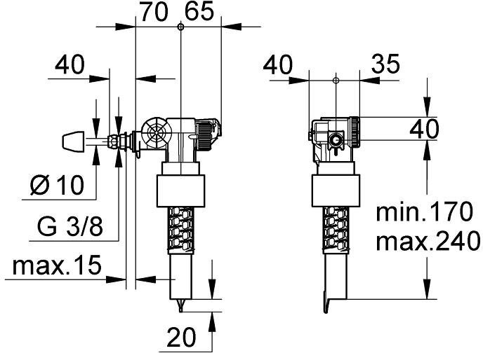 Наполнительный клапан, GROHE, 3/8", (37095000)