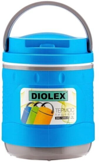 Термос пищевой пластиковый с колбой из нержавеющей стали Diolex DXС-1200-2B, синий, 1200мл