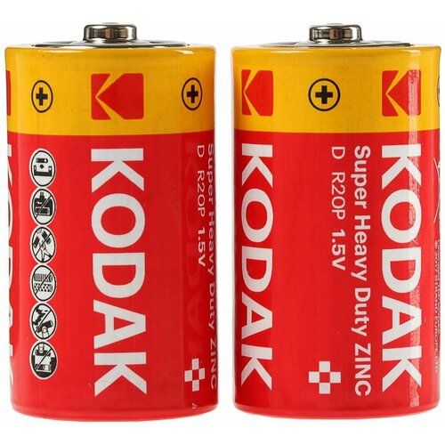 Батарейка солевая Kodak Super Heavy Duty, D, R20-2BL, 1.5В, блистер, 2 шт. (комплект из 6 шт)